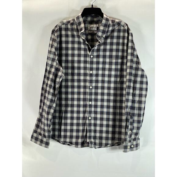 Goodfellow & Co. Other - GOODFELLOW & CO Men's Cream/Blue Plaid Slim-Fit Button-Up Long Sleeve Shirt SZXL